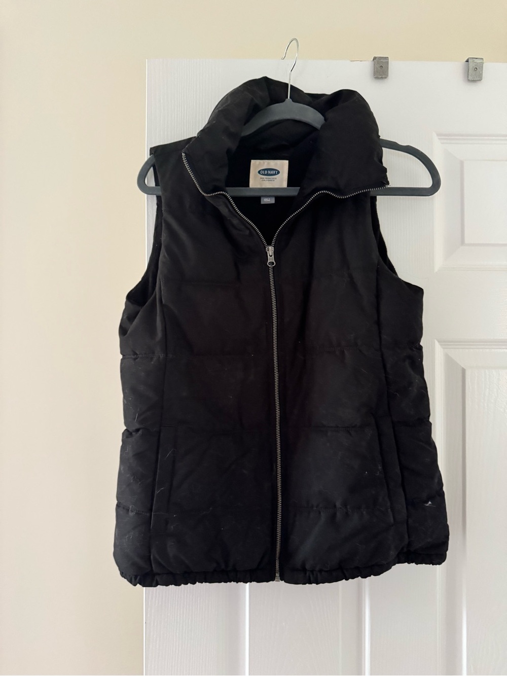 Old Navy Black Quilted Puffer Vest with Stand Collar